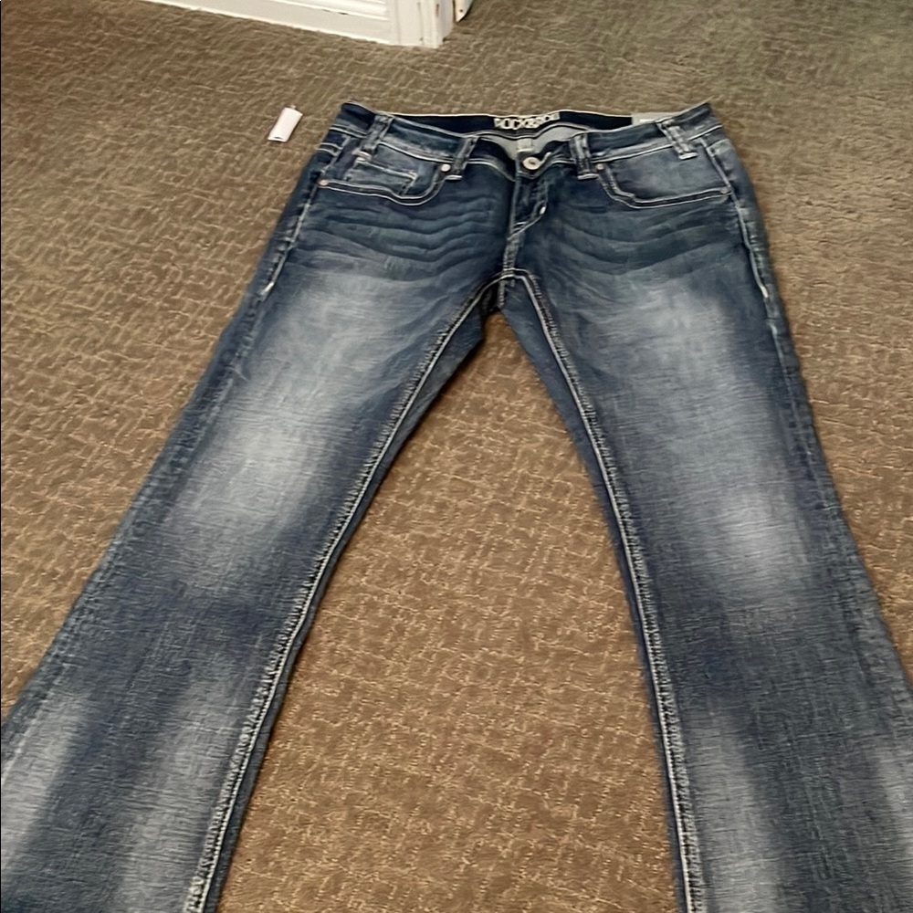 Blue Flare & Wide Leg Jeans with Vintage-Inspired Fading
